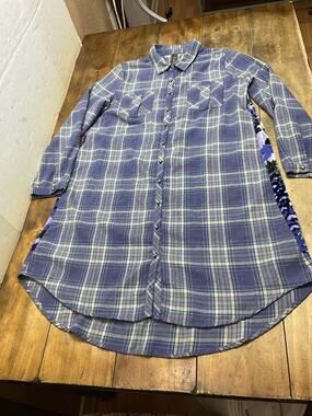 Aratta Silent Journey Dress Womens XL Purple Multi Plaid Floral Tunic